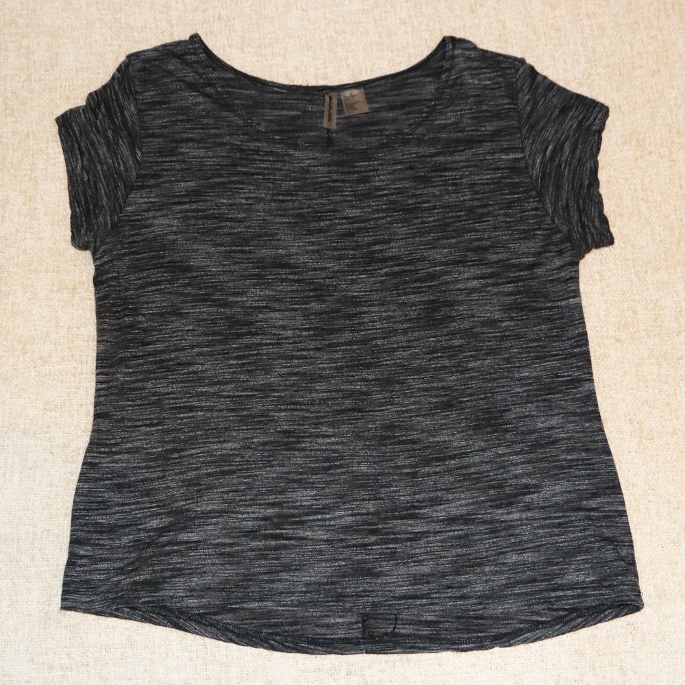 Just Be Free Black Peppered Short Sleeve Shirt L